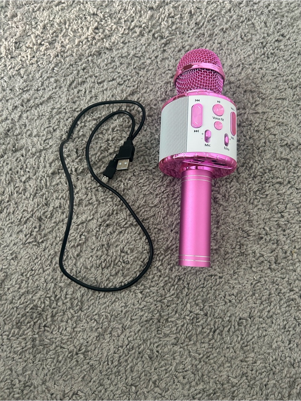 Portable Pink Wireless Karaoke Microphone with Built-In Speaker